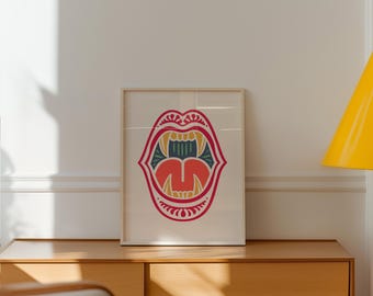 Colorful Vampire Mouth Wall Art, Gothic Print, Halloween poster