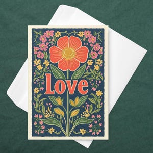 Carte de vœux fleurie pour la Saint Valentin - Carte Amour pour St Valentin
