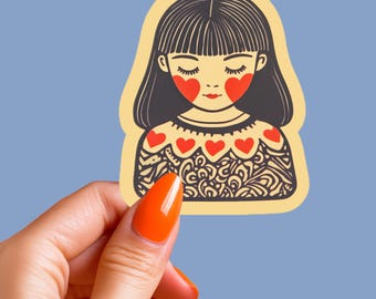 Sweet Girl Sticker, Waterproof Vinyl Decal for Laptop Decor