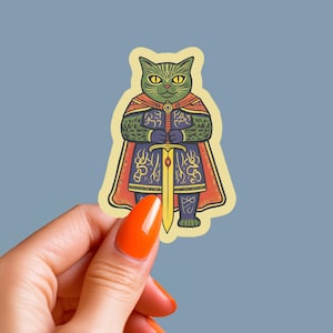 Fantasy DND Vinyl Sticker for DND Classes Knight Cat Sticker Gift for Roleplay Lovers RPG Sticker Medieval Cat Sticker Gift Idea for Gamers