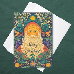 Carte de Vœux de Noël Carte de Souhaits Carte de Noël avec Père Noël Carte pour Fêtes de Fin d'Année Cartes de Noël