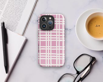 Pink Checkered Phone Case, Tough Case for iPhone®