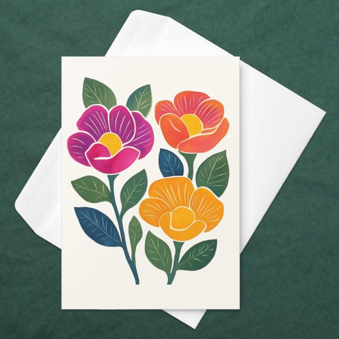 Watercolor Floral Greeting Card With Envelope - Etsy