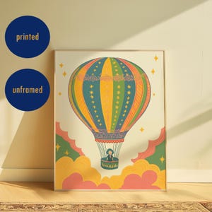 Affiche Montgolfière - Décoration Murale Poétique et Colorée pour Chambre d'Enfant