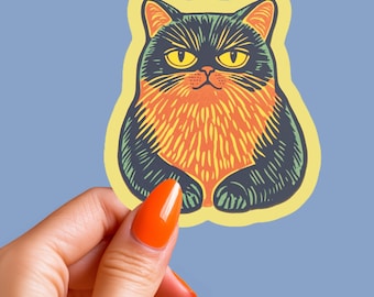 Funny Grumpy Cat Sticker, Sarcastic Vinyl Decal for Cat Lovers