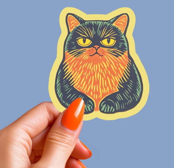 Funny Grumpy Cat Sticker, Sarcastic Vinyl Decal for Cat Lovers
