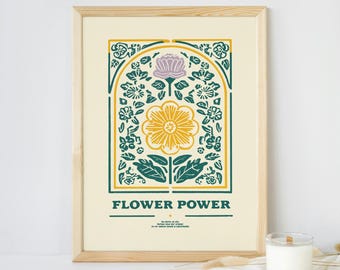 Floral Wall Art Print, Flower Power, Boho Home Decor
