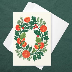 Carte de Noël Couronne Colorée Carte de voeux pour fin d'année