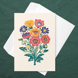 Carte Fête des Mères Carte de Vœux Bouquet de Fleurs Papeterie Élégante Carte de Vœux Fleurs Cadeau pour Maman ou Amie