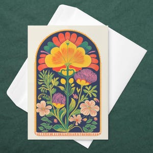 Carte de vœux colorée et fleurie pour anniversaires et remerciements - carte + enveloppe - 3 tailles disponibles