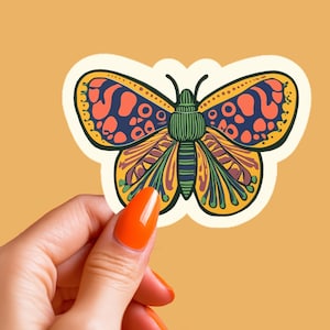 Colorful Moth Sticker Artistic Insect Decal Nature-Inspired Art for Laptop Water Bottle or Phone Case Sticker Vinyl Cute Moth Decal