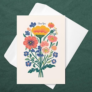 Carte "I Love You" – Carte de Vœux Romantique pour Anniversaire, Saint-Valentin ou Mariage – Carte avec Enveloppe pour Toutes Occasions