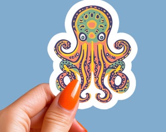 Colorful Octopus Vinyl Sticker, Marine Life Decal