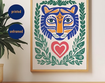 Trendy Tiger Art Print, Colorful Animal Poster
