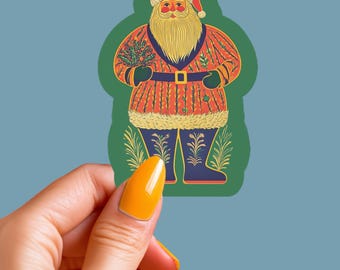 Vintage Weihnachtsmann Aufkleber, Retro Weihnachtsdeko, Geschenkaufkleber