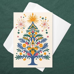 Carte de vœux Colorée avec Sapin de Noël Carte de Noël pour Fêtes de Fin d'Année