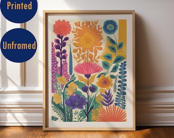 Floral Wall Art Print | Vibrant Folk Art Flowers