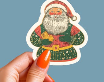 Retro Weihnachtsmann Aufkleber, Vintage Weihnachtsdekor