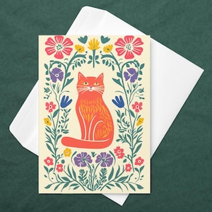 Carte chat Carte de vœux chat et fleurs pour toute occasion