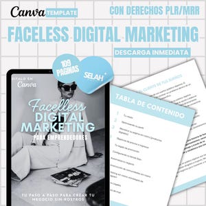 FACELESS digital marketing ebook with MRR resale rights in Spanish editable