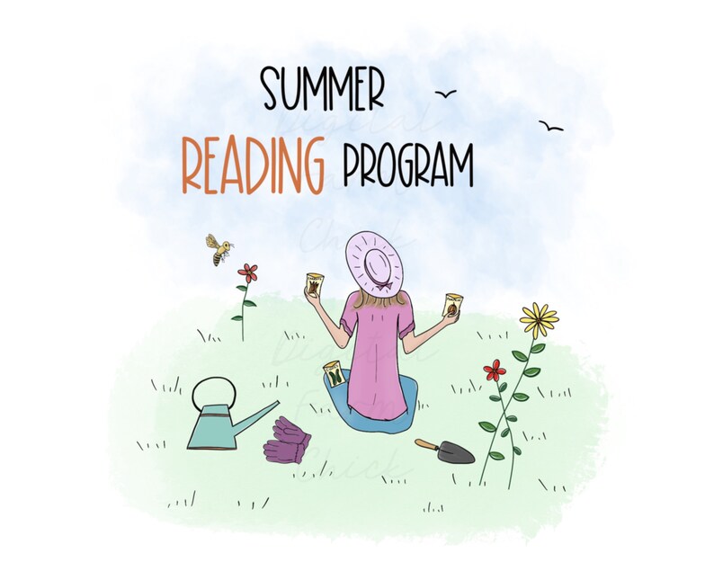 SUMMER Reading Program, Printable Digital Art, Garden Meme, Whimsical Art, Digital Download image 8