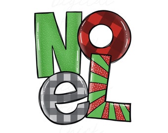 NOEL Printable PNG Digital Clipart, Christmas Sublimation, Digital Art, Printable PDF, Jpg Image, Instant Digital Download
