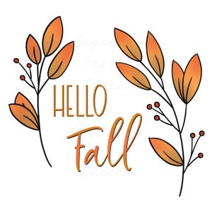 HELLO FALL, Printable Clipart, Digital Art, Fall Leaves Sublimation ...