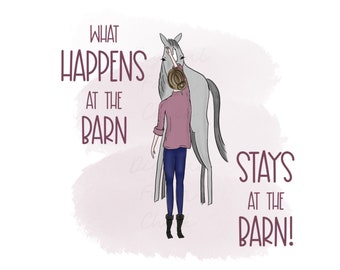 WHAT Happens at the BARN, Stays at the Barn, Printable Digital Art, Barn Meme, Whimsical Art, Digital Download