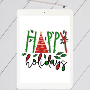 HAPPY HOLIDAYS Printable PNG Digital Clipart, Christmas Sublimation, Digital Art, Printable Pdf, Jpg Image, Instant Digital Download image 4