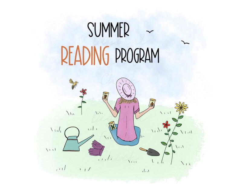 SUMMER Reading Program, Printable Digital Art, Garden Meme, Whimsical Art, Digital Download image 5