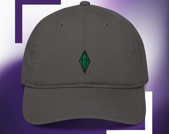 Plumbob 100% Organic Cotton Hat, Handmade Embroidered Dad Cap - Soft - Durable - Unisex Gifts - Multiple Colours