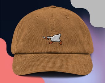 Goose Corduroy Hat, Handmade Embroidered Corduroy Dad Cap - Soft - Durable -  Unisex Gifts - Multiple Colours