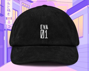 EVA 01 Corduroy Hat, Handmade Embroidered Corduroy Dad Cap - Soft - Durable - Unisex Gifts - Multiple Colours
