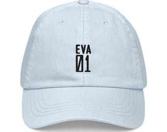 EVA 01 Pastel Baseball Hat, Handmade Embroidered Cotton Dad Cap - Soft - Durable -  Unisex Gifts - Multiple Colours