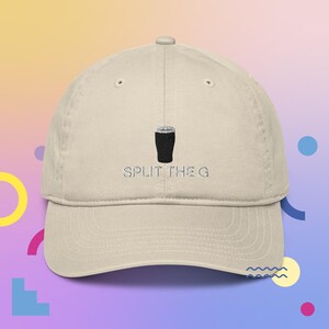 Split The G 100% Organic Cotton Hat, Handmade Embroidered Dad Cap - Soft - Durable - Unisex Gifts - Multiple Colours