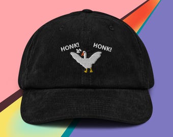 Goose Honk Corduroy Hat, Handmade Embroidered Corduroy Dad Cap - Soft - Durable -  Unisex Gifts - Multiple Colours
