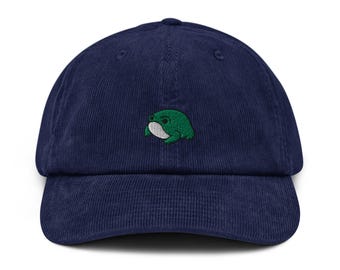 Cute Frog Corduroy Hat, Handmade Embroidered Corduroy Dad Cap - Soft - Durable - Unisex Gifts - Multiple Colours