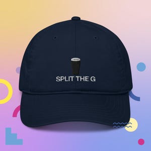 Split The G 100% Organic Cotton Hat, Handmade Embroidered Dad Cap - Soft - Durable - Unisex Gifts - Multiple Colours