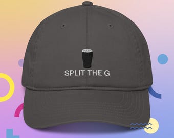 Guinness Split The G 100% Organic Cotton Hat, Handmade Embroidered Dad Cap - Soft - Durable - Unisex Gifts - Multiple Colours