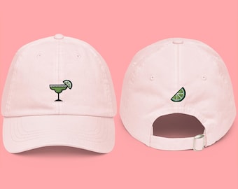 Margarita Pastel Baseball Hat, Handmade Embroidered Cotton Dad Cap - Soft - Durable -  Unisex Gifts - Multiple Colours