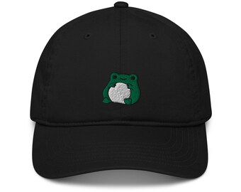 Cute Frog 100% Organic Cotton Hat, Handmade Embroidered Dad Cap - Soft - Durable - Unisex Gifts - Multiple Colours