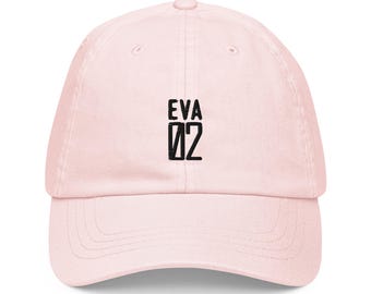 EVA 02 Pastel Baseball Hat, Handmade Embroidered Cotton Dad Cap - Soft - Durable -  Unisex Gifts - Multiple Colours