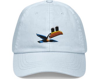 Toucan Pastel Baseball Hat, Handmade Embroidered Cotton Dad Cap - Soft - Durable -  Unisex Gifts - Multiple Colours
