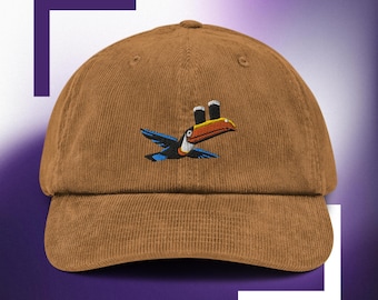 Chapeau en velours côtelé toucan, casquette pour papa en velours côtelé brodé à la main - Doux - Durable - Cadeaux unisexes - Plusieurs couleurs