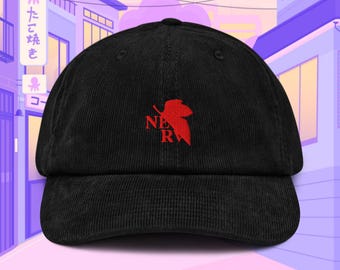 NERV Corduroy Hat, Handmade Embroidered Corduroy Dad Cap - Soft - Durable - Unisex Gifts - Multiple Colours