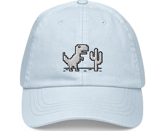 No Internet Dinosaur Pastel Baseball Hat, Handmade Embroidered Cotton Dad Cap - Soft - Durable -  Unisex Gifts - Multiple Colours