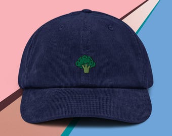 Broccoli Corduroy Hat, Handmade Embroidered Corduroy Dad Cap - Soft - Durable -  Unisex Gifts - Multiple Colours