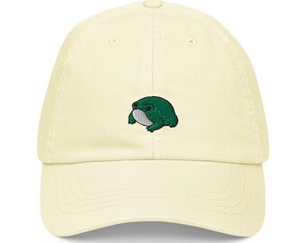 Cute Frog Pastel Baseball Hat, Handmade Embroidered Cotton Dad Cap - Soft - Durable -  Unisex Gifts - Multiple Colours