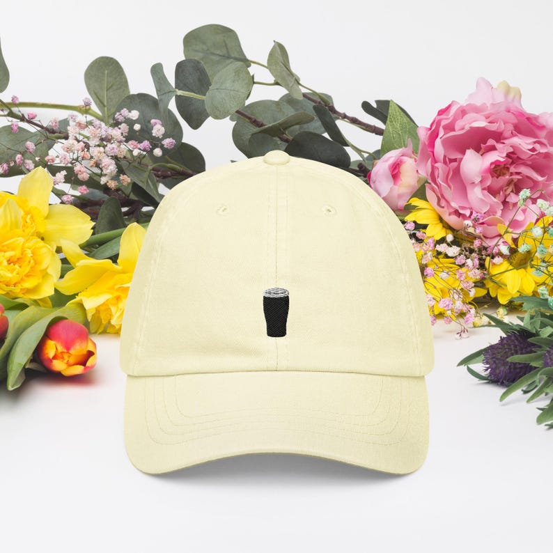 Guinness Stout Pastel Baseball Hat, Handmade Embroidered Cotton Dad Cap - Soft - Durable -  Unisex Gifts - Multiple Colours