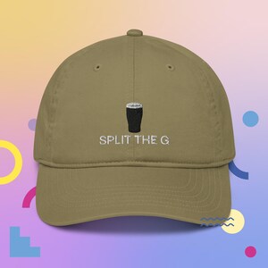 Split The G 100% Organic Cotton Hat, Handmade Embroidered Dad Cap - Soft - Durable - Unisex Gifts - Multiple Colours